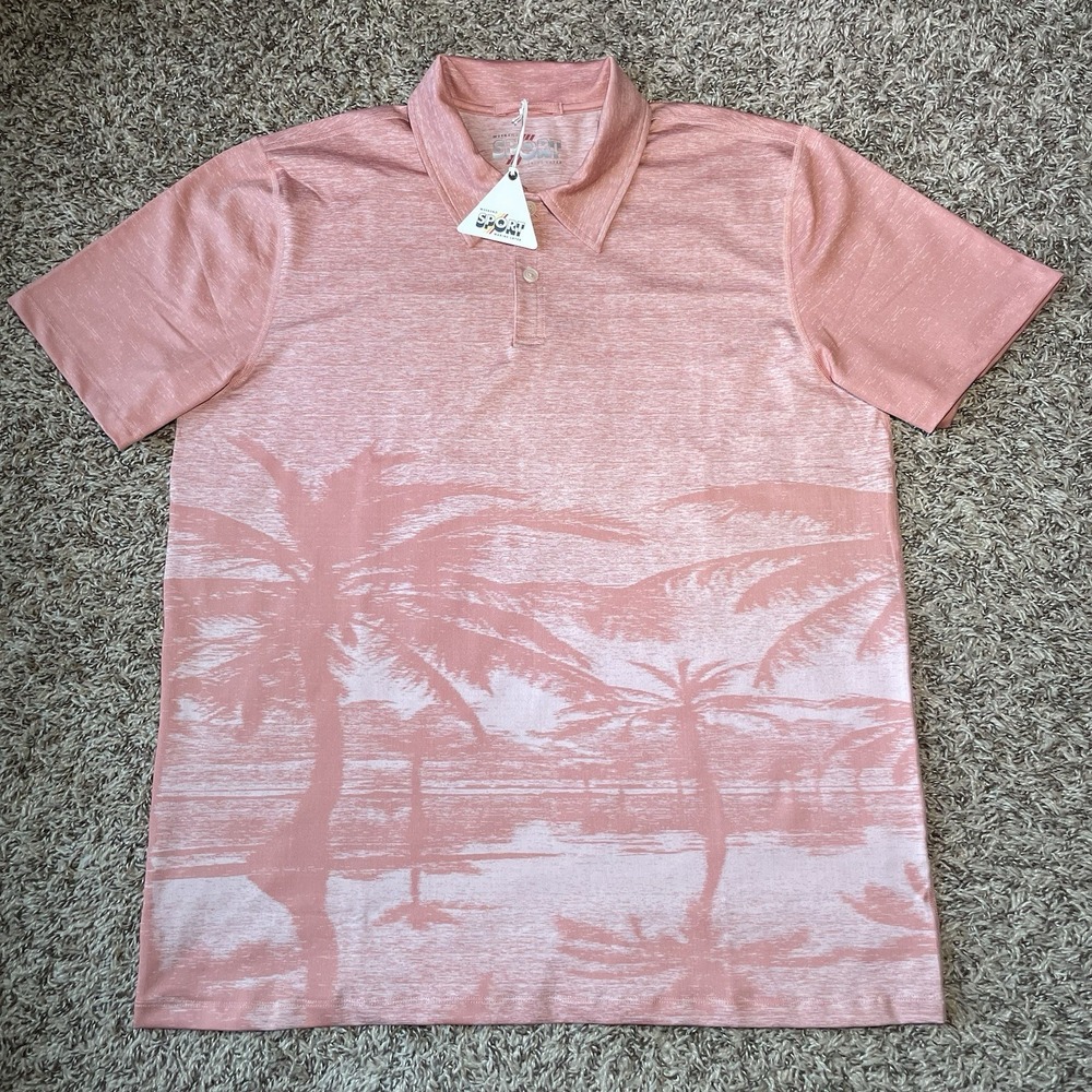 NEW Marine Layer Weekend Sport Active Polo Beach Mens Size Large Scene Red